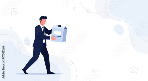 Businessman carrying a box, business delivery, logistics, and shipping concept illustration