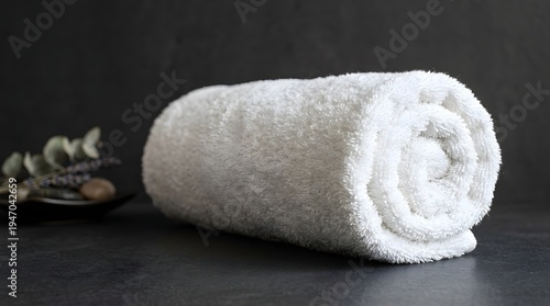 Fluffy Cotton Spa Towel Template on Dark Background