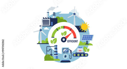 Energy Efficiency Concept with Renewable and Traditional Sources | Sustainable Power Optimization
