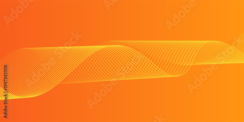 Abstract glowing wave lines on orange background. Dynamic wave pattern. Modern flowing wavy lines. Futuristic technology concept. Suit for banner, poster, cover, brochure, flyer, website