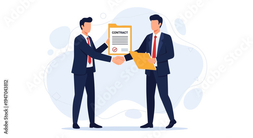 Businessmen shaking hands over a contract, agreement, partnership, deal, success