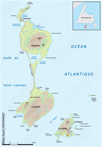 Map of the French overseas territory of Saint Pierre and Miquelon