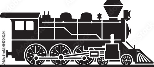 Black silhouette steam locomotive vector