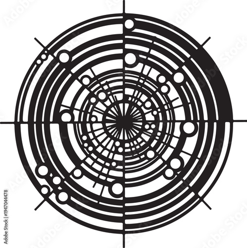 Vector concentric circle target icon with crosshairs