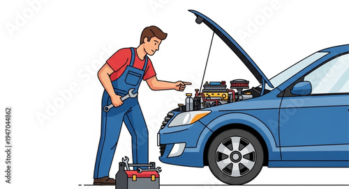 Mechanic Checking Car Engine.