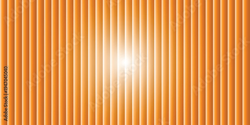 Vibrant orange background with radiant light beam and vertical stripes