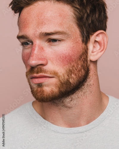 Minimal portrait captures a man showcasing unique features and gentle expression