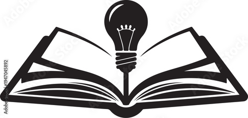 Vector icon of light bulb on open book