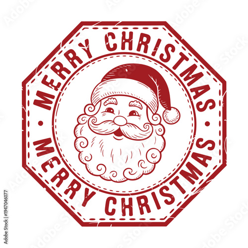 Vintage style christmas stamp featuring santa claus and holiday greetings