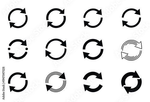 Feedback Loop Icons – Circular Arrows System Vector Set
