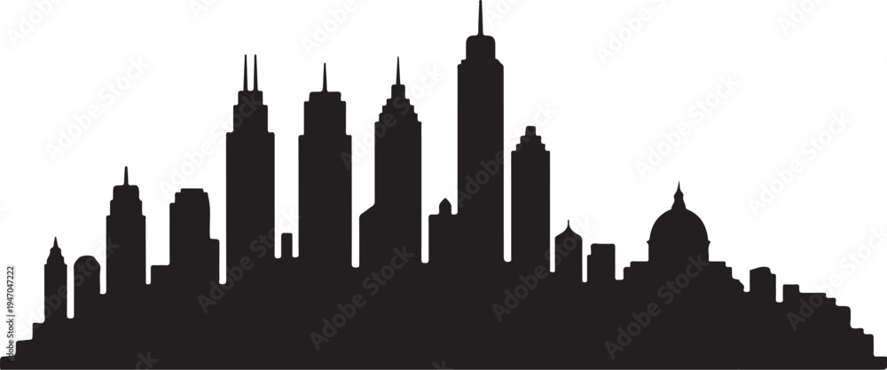 Fototapeta premium Black city skyline silhouette vector
