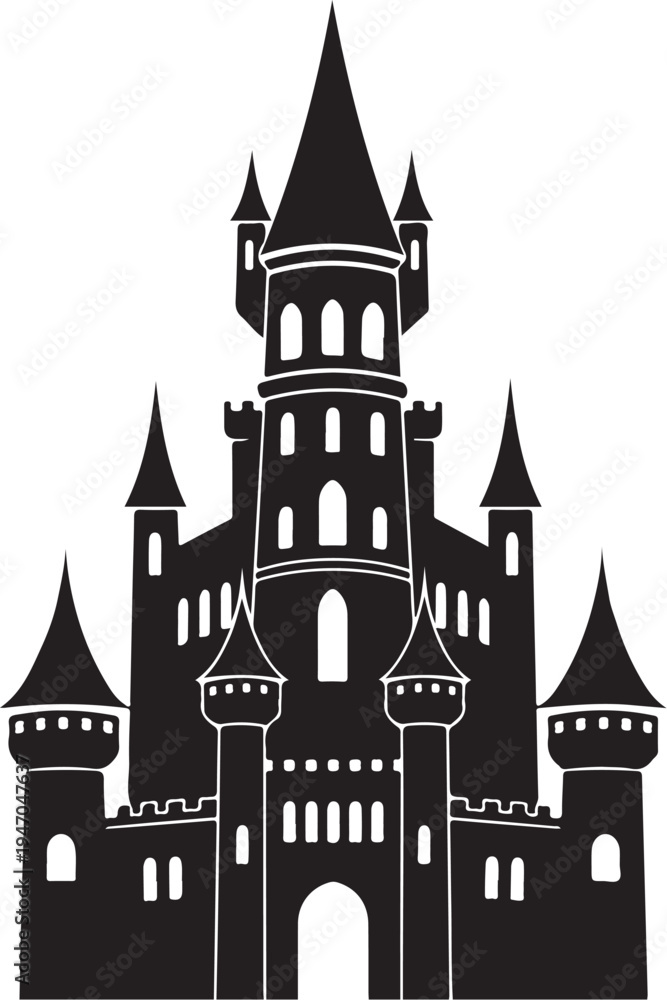 Obraz premium Black castle silhouette vector illustration