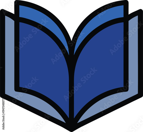 Open book symbol with blue pages for knowledge study and reading web icons