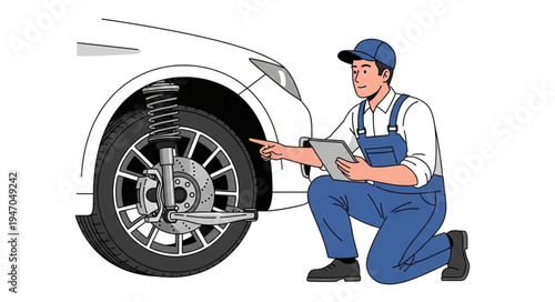 Mechanic Checking Car Tire.