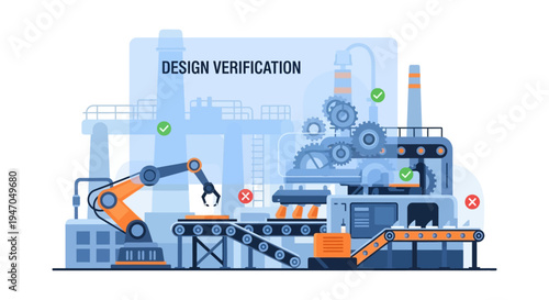 Automated Design Verification and Quality Control in Manufacturing: Robotic Assembly Line Process with Industrial Testing and Inspection