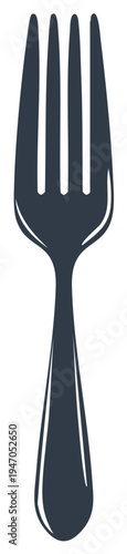 Dark blue silverware fork on a white background, isolated cutlery, eating utensils design.