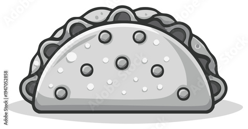Cartoon illustration of a savory empanada food dish.