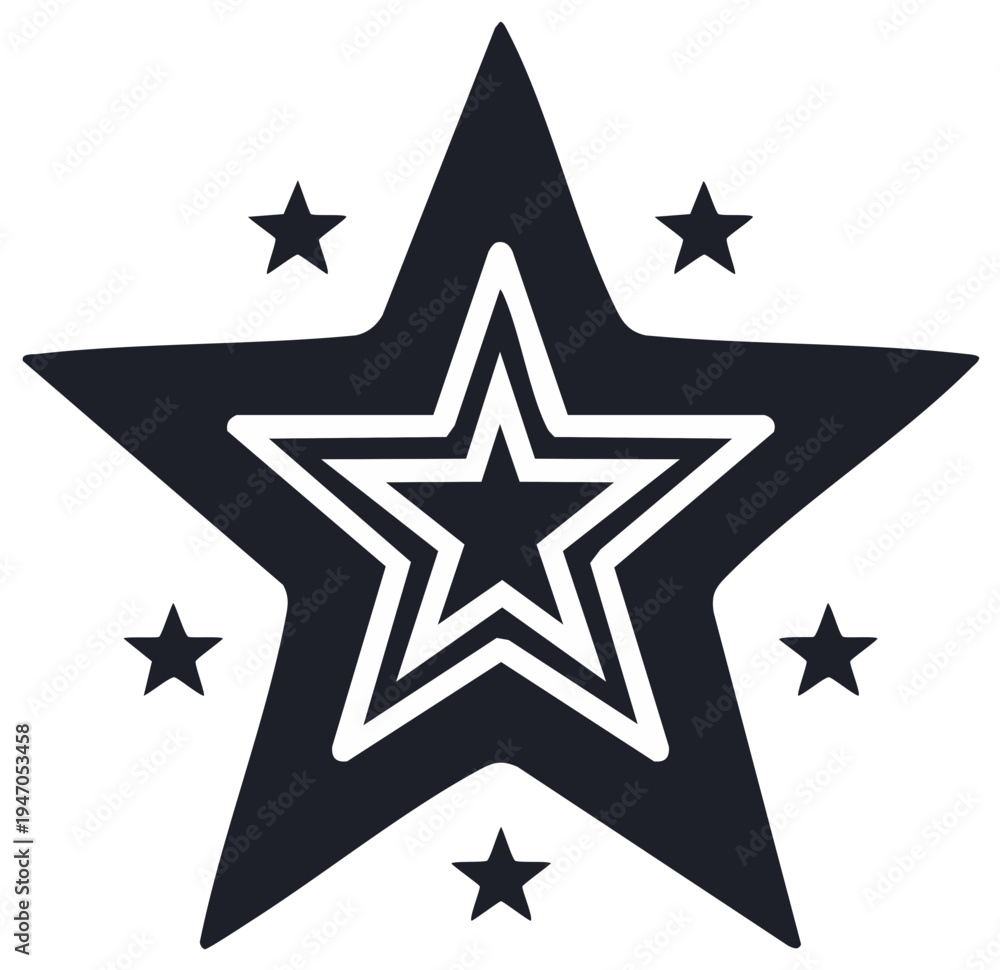 Obraz premium Abstract star design with nested star elements in dark grey