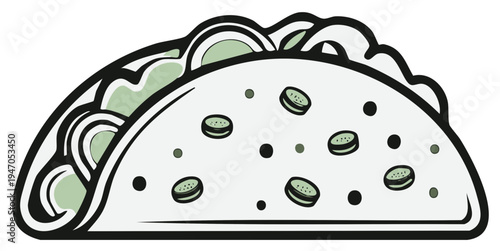 Delicious Taco with Toppings Vector Illustration Appetizing Food Icon