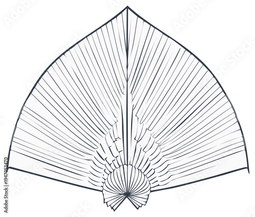 Elegant Open Fan with Radiating Lines and Pleated Base