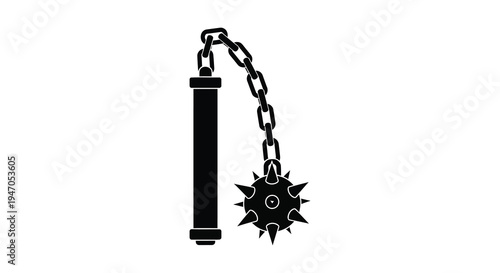 Black silhouette of a flail weapon with a spiked ball and cylindrical handle