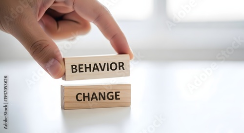 Behavior Change Concept with Wooden Blocks