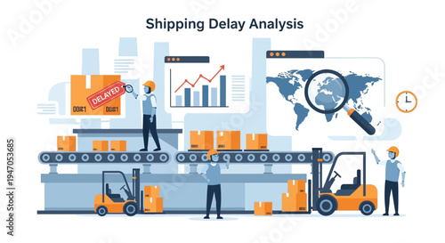 Global Shipping Delay Analysis: Supply Chain Disruption & Logistics Management Illustration