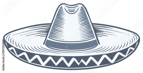 Illustrated sombrero hat, traditional Mexican headwear, vector graphic design