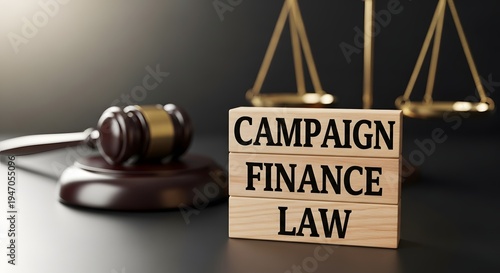Campaign Finance Law: Conceptual Image with Gavel and Scales of Justice