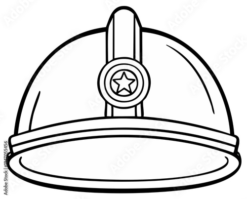 Cartoon drawing of a police hat with star emblem, isolated