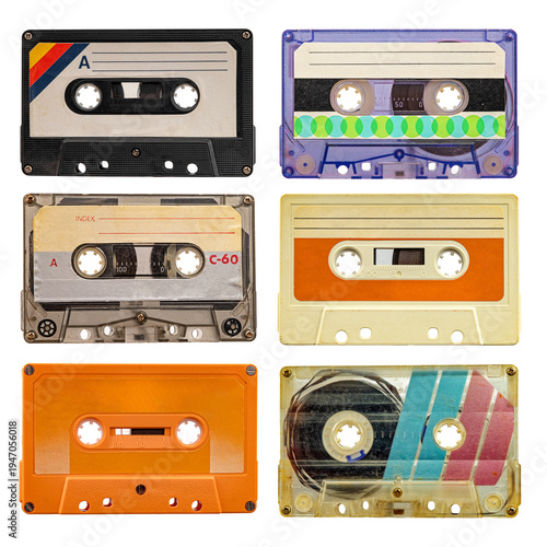 used vintage audio tape cassette isolated, a symbol of 80s, 90s period