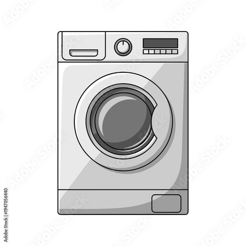 Front loading washing machine appliance vector illustration
