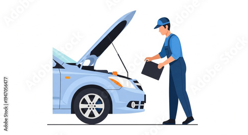 Mechanic Holding Toolbox Next Car.