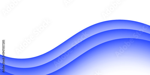 Abstract Blue Wave Background with Clean White Space and Flowing Curves