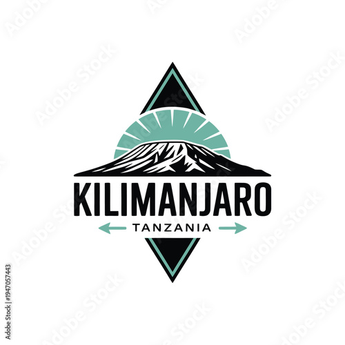 Kilimanjaro emblem featuring a mountain silhouette and rising sun design
