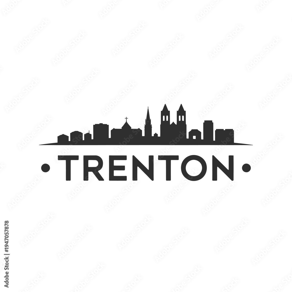 Obraz premium Silhouette of trenton skyline and city name in bold typography
