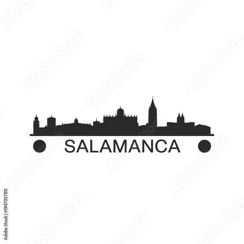 Salamanca skyline silhouette with city name typography below