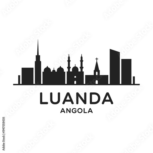 Wallpaper Mural Silhouette of luanda angola cityscape with prominent buildings and text Torontodigital.ca