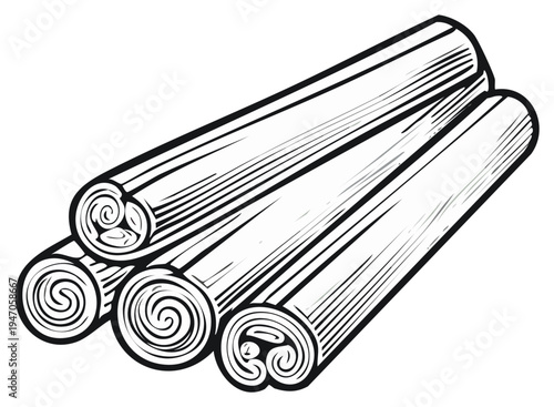 Close up of rolled cinnamon sticks in a pile