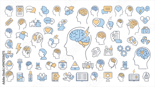 Comprehensive Mental Health & Psychotherapy Vector Icon Set