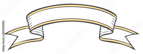 Elegant White Ribbon Banner with Yellow Trim for Invitations or Logos