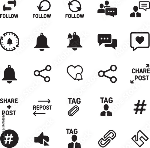 Set of 20 social media icons vector