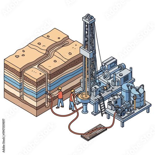 Industrial Drilling Rig Operation for Geological Exploration.