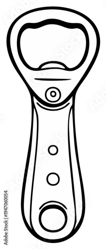 Bottle opener illustration in simple black and white design