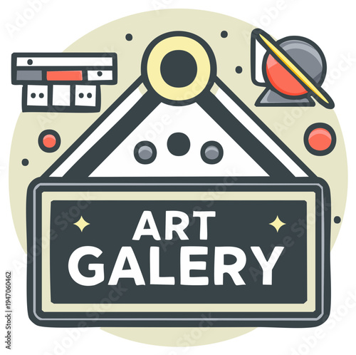 Art Gallery Signage Displaying Artistic Creations Open For Viewing