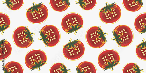 tomato pattern vector illustration. seamless pattern of tomatoes. isolated tomatoes pattern
