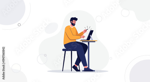 Man working on tablet with stylus, digital art, remote work, modern lifestyle