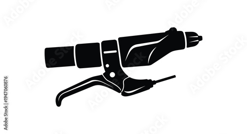A striking black silhouette depicts a bicycle brake lever showcasing its mechanical design and form silhouette high quality