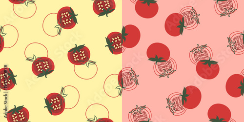 tomato pattern vector illustration. seamless pattern of tomatoes. tomato seamless pattern design bundle. 