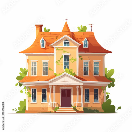 Charming suburban house with garden and unique architectural details